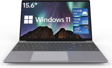 Windows 11 Laptop Computer, 15.6'' FHD IPS Student Laptops, Intel Celeron N5095 4-Core Processor, 12GB RAM + 512GB SSD up to Expandable 1TB, 2.4G+5G WiFi