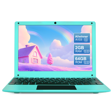 Mini 10.1inch Android 12 Laptop Computer, Portable Small Netbook with Allwinner A133 CPU Android 12 OS 2GB RAM 64GB EMMC HD IPS Screen 1280x800 Pixel 0.3MP Camera